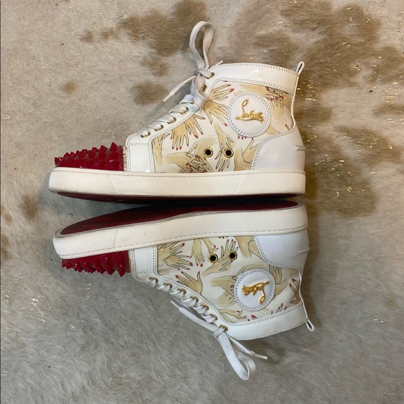 Christian Louboutin Red and White High Tops - Picture 4 of 7
